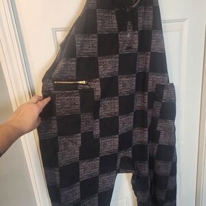 Madewell Black and Gray Checkered Jumpsuit